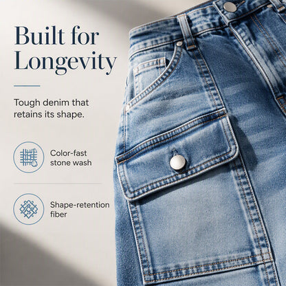 ✨ Flattering Denim | Women's High-Waisted Flap-Pocket Straight-Leg Jeans