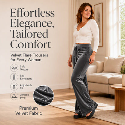 ✨ Retro Meets Comfort | Women’s Velvet Drawstring Flare Pants