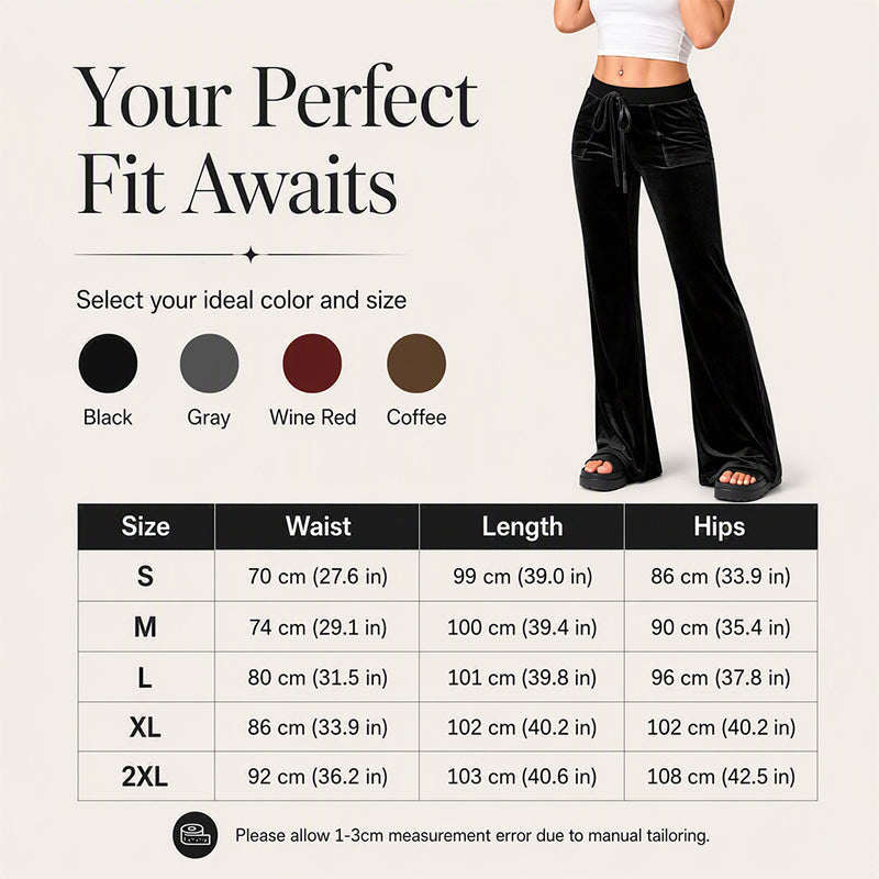 ✨ Retro Meets Comfort | Women’s Velvet Drawstring Flare Pants