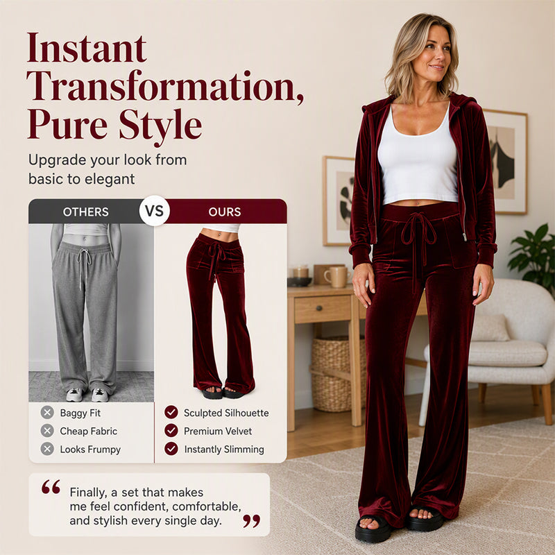 ✨ Retro Meets Comfort | Women’s Velvet Drawstring Flare Pants