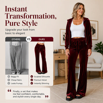 ✨ Retro Meets Comfort | Women’s Velvet Drawstring Flare Pants