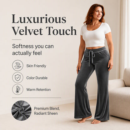 ✨ Retro Meets Comfort | Women’s Velvet Drawstring Flare Pants