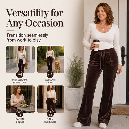 ✨ Retro Meets Comfort | Women’s Velvet Drawstring Flare Pants