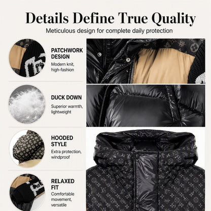 Women's Patchwork Hooded Puffer Jacket