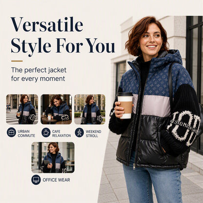 Women's Patchwork Hooded Puffer Jacket