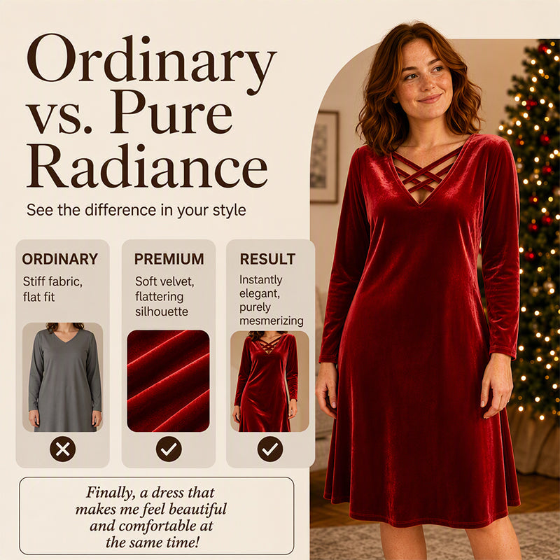⌛Limited-Time Offer-Women's Criss-Cross V-Neck Velvet Midi Dress