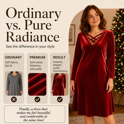 ⌛Limited-Time Offer-Women's Criss-Cross V-Neck Velvet Midi Dress