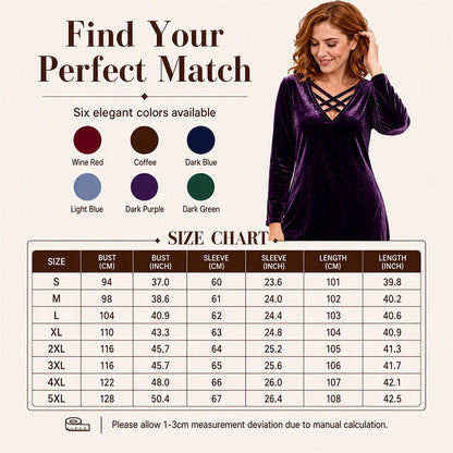 ⌛Limited-Time Offer-Women's Criss-Cross V-Neck Velvet Midi Dress