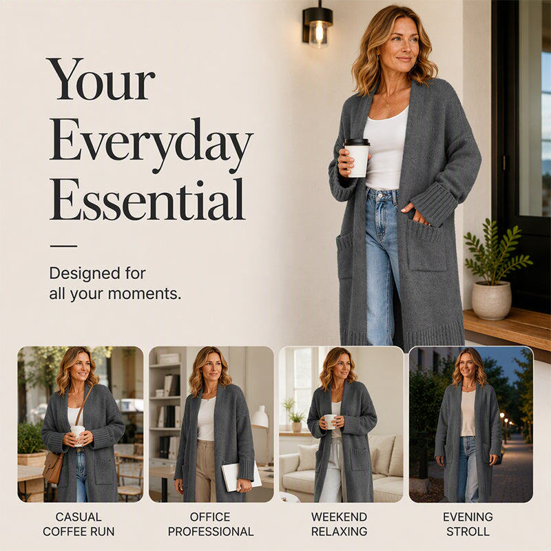 ⌛Limited-Time Offer-Women's Open Front Long Knit Cardigan