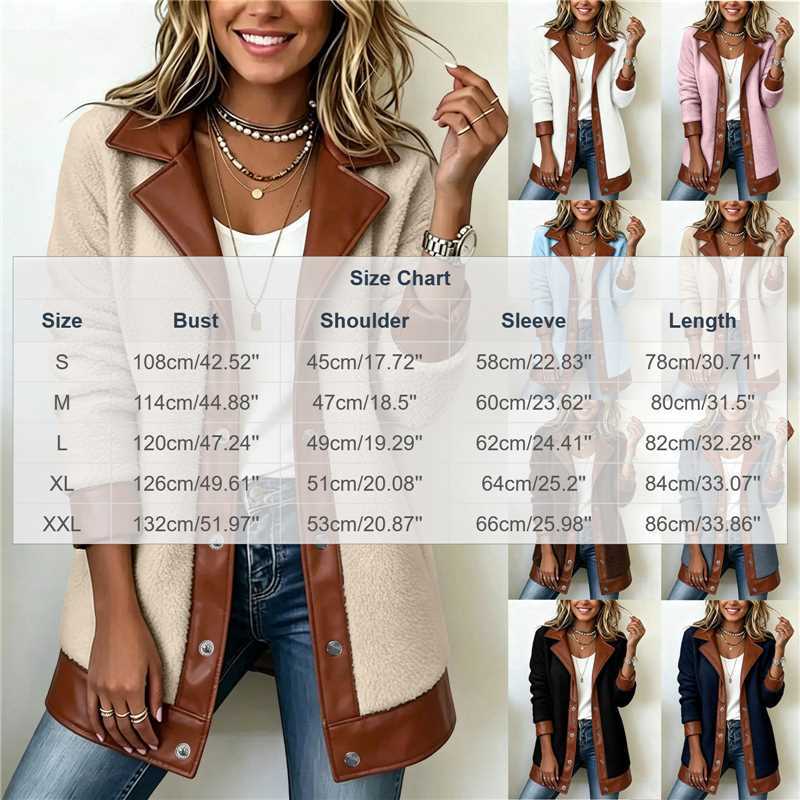⌛Limited-Time Offer-Women's Lapel Plush Patchwork Jacket