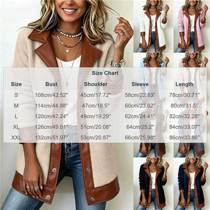 ⌛Limited-Time Offer-Women's Lapel Plush Patchwork Jacket