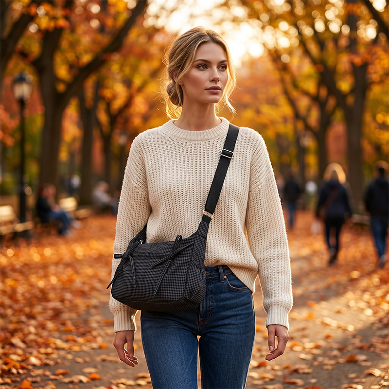 Casual Plaid Slouchy Shoulder Bag