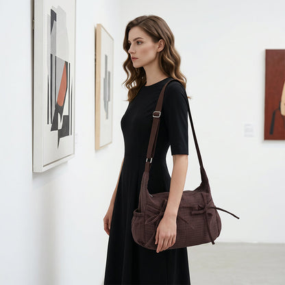Casual Plaid Slouchy Shoulder Bag
