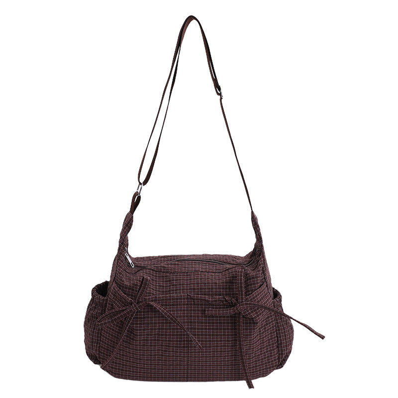 Casual Plaid Slouchy Shoulder Bag