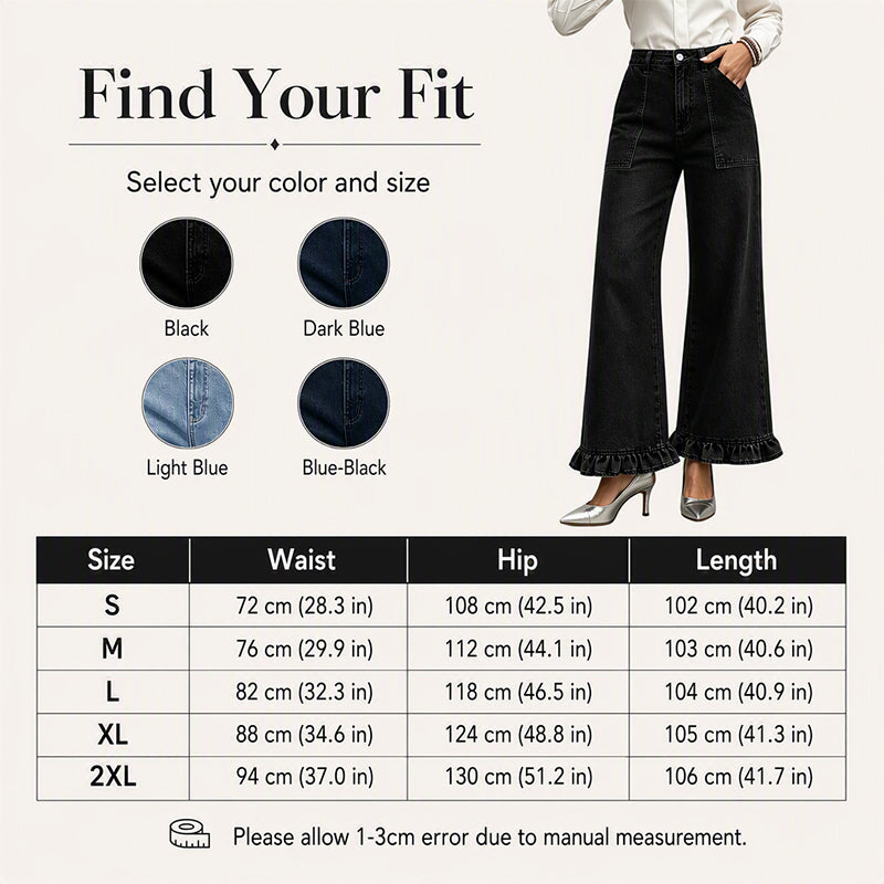 ⌛Limited-Time Offer-Women's Chic Ruffled Hem Straight Leg Jeans