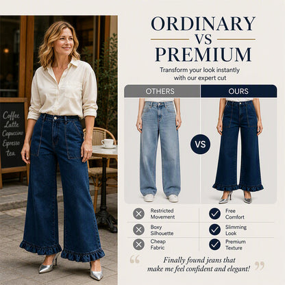 ⌛Limited-Time Offer-Women's Chic Ruffled Hem Straight Leg Jeans