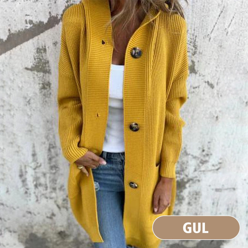 🧶 Quality You Can Feel | Women's Button-Down Hooded Mid-Length Cardigan