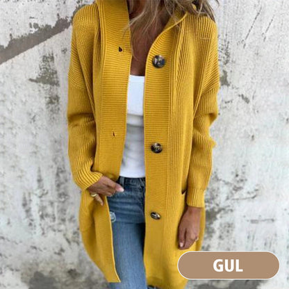 🧶 Quality You Can Feel | Women's Button-Down Hooded Mid-Length Cardigan