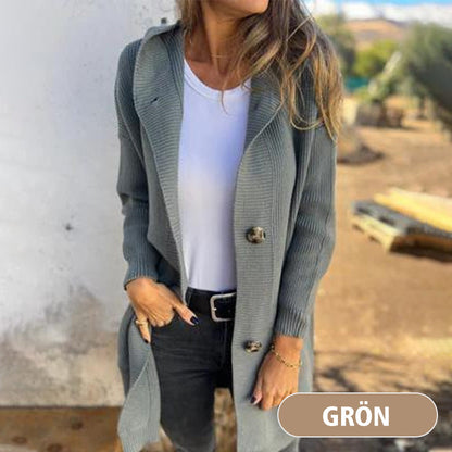 🧶 Quality You Can Feel | Women's Button-Down Hooded Mid-Length Cardigan