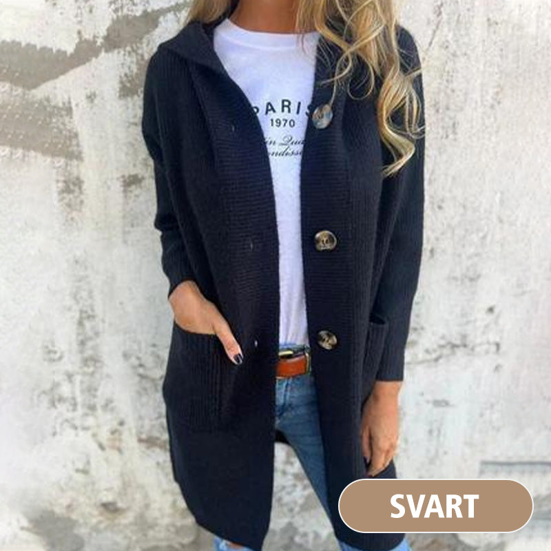 🧶 Quality You Can Feel | Women's Button-Down Hooded Mid-Length Cardigan