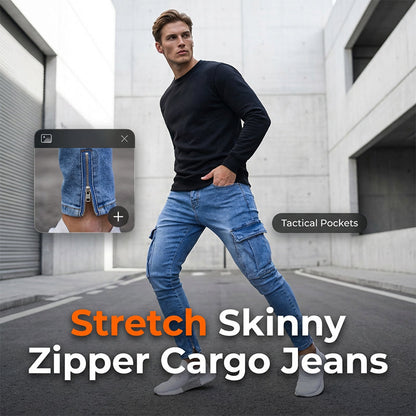 ⌛Limited-Time Offer-Men's Skinny Fit Stretch Cargo Jeans