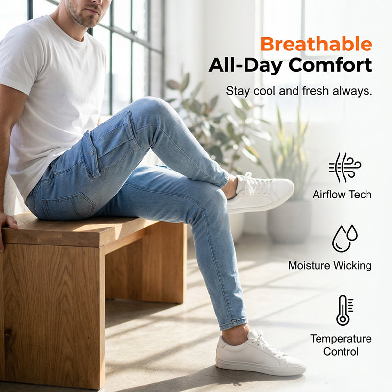 ⌛Limited-Time Offer-Men's Skinny Fit Stretch Cargo Jeans