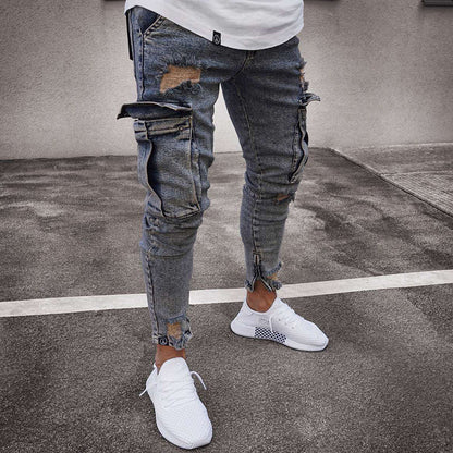⌛Limited-Time Offer-Men's Skinny Fit Stretch Cargo Jeans