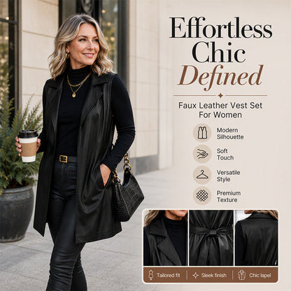 ⌛Limited-Time Offer-Women's Elegant PU Leather Vest Jacket