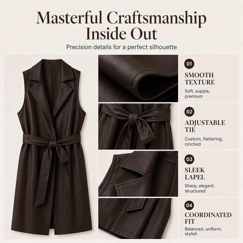 ⌛Limited-Time Offer-Women's Elegant PU Leather Vest Jacket