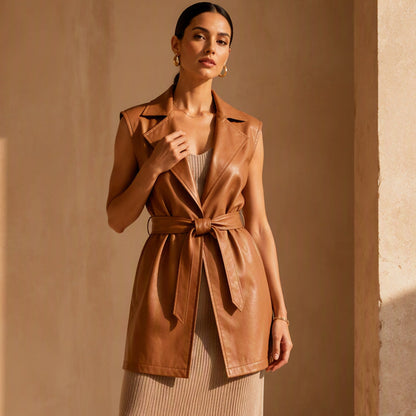 ⌛Limited-Time Offer-Women's Elegant PU Leather Vest Jacket