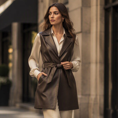 ⌛Limited-Time Offer-Women's Elegant PU Leather Vest Jacket