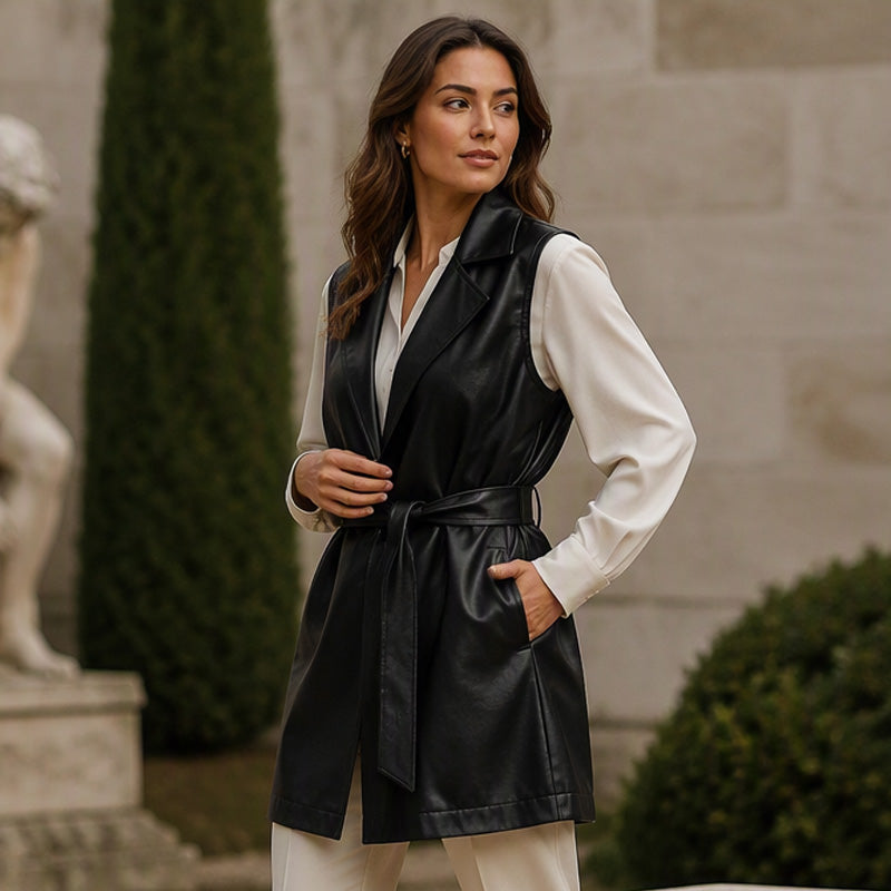 ⌛Limited-Time Offer-Women's Elegant PU Leather Vest Jacket