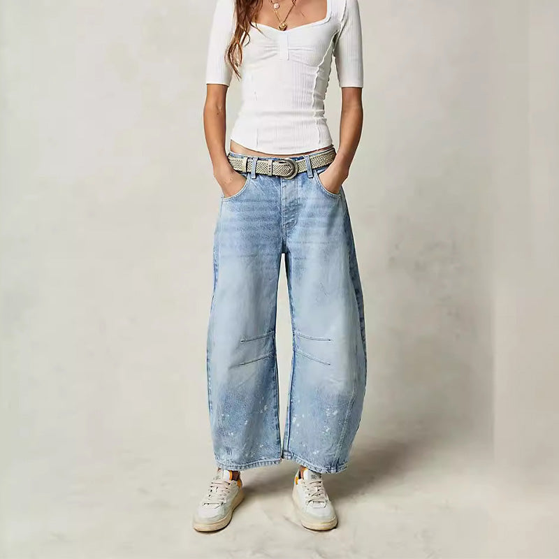 👖 Sculpted Retro Shape | Women's Curved Wide-Leg Denim Jeans