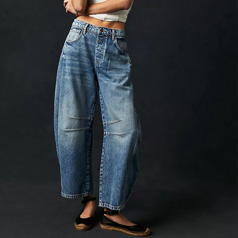 👖 Sculpted Retro Shape | Women's Curved Wide-Leg Denim Jeans