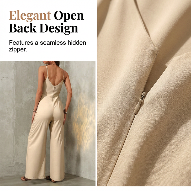 ⌛Limited-Time Offer-Women's Casual V-Neck Spaghetti Strap Jumpsuit