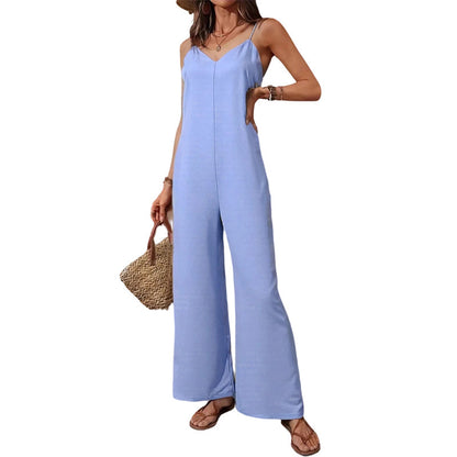 ⌛Limited-Time Offer-Women's Casual V-Neck Spaghetti Strap Jumpsuit