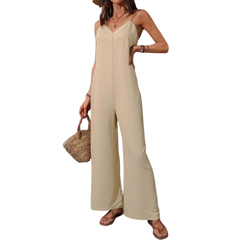 ⌛Limited-Time Offer-Women's Casual V-Neck Spaghetti Strap Jumpsuit