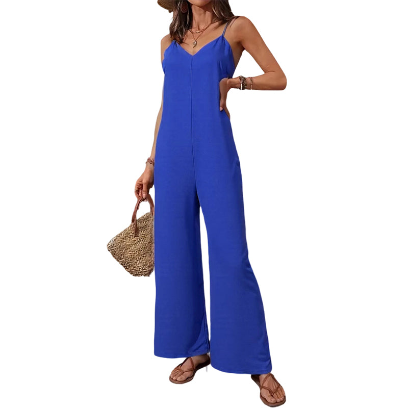 ⌛Limited-Time Offer-Women's Casual V-Neck Spaghetti Strap Jumpsuit