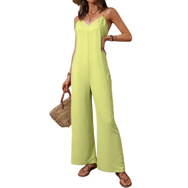 ⌛Limited-Time Offer-Women's Casual V-Neck Spaghetti Strap Jumpsuit