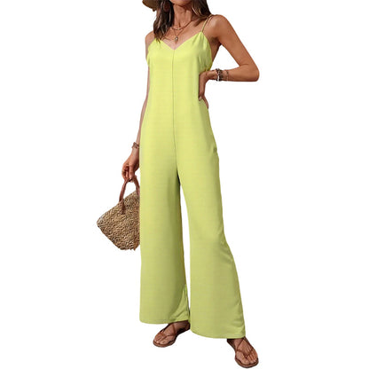 ⌛Limited-Time Offer-Women's Casual V-Neck Spaghetti Strap Jumpsuit