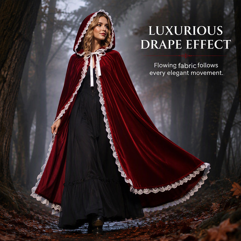 ⌛Limited-Time Offer-Dramatic Hooded Lace Cape