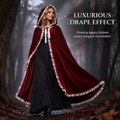 ⌛Limited-Time Offer-Dramatic Hooded Lace Cape