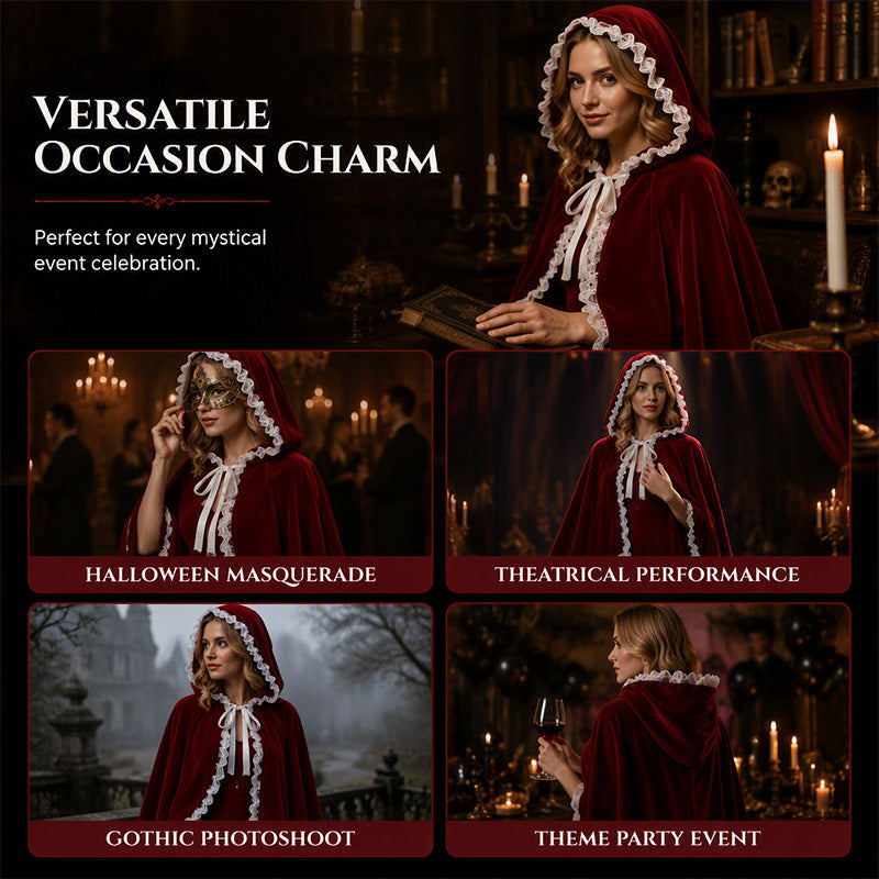 ⌛Limited-Time Offer-Dramatic Hooded Lace Cape
