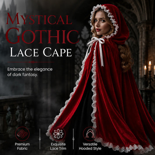 ⌛Limited-Time Offer-Dramatic Hooded Lace Cape