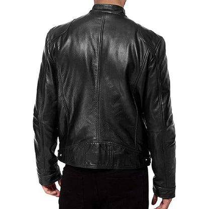 🧥 Sharp Everyday Style | Men's Water-Resistant PU Leather Stand-Collar Zip-Up Jacket