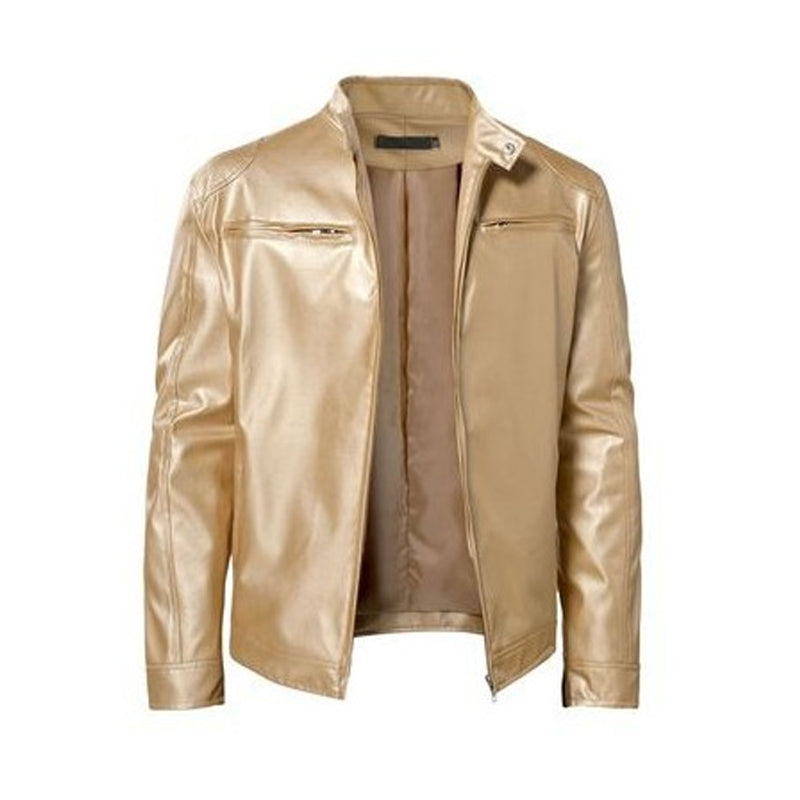 🧥 Sharp Everyday Style | Men's Water-Resistant PU Leather Stand-Collar Zip-Up Jacket