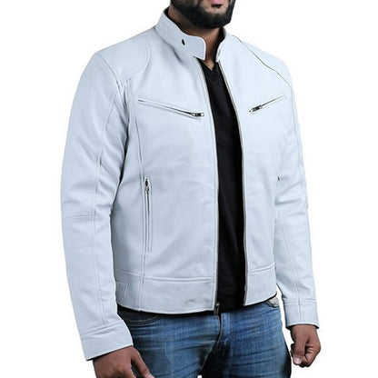 🧥 Sharp Everyday Style | Men's Water-Resistant PU Leather Stand-Collar Zip-Up Jacket