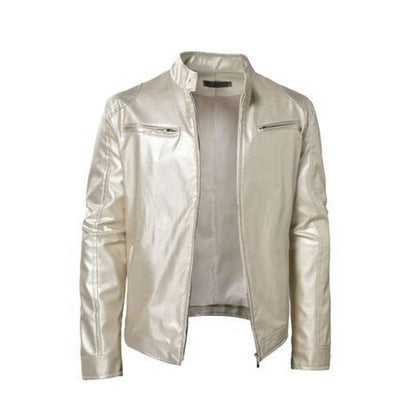 🧥 Sharp Everyday Style | Men's Water-Resistant PU Leather Stand-Collar Zip-Up Jacket