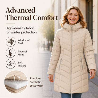 ❄️Warmth Without the Bulk | Women's Plush-Lined Hooded Mid-Length Coat⚡ Free Shipping