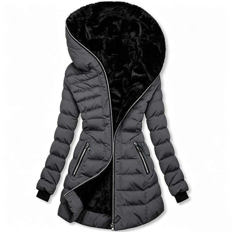 ❄️Warmth Without the Bulk | Women's Plush-Lined Hooded Mid-Length Coat⚡ Free Shipping